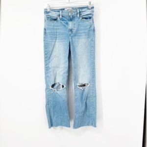 Paige Atley Ankle Flare Jeans Raw Hem High Rise